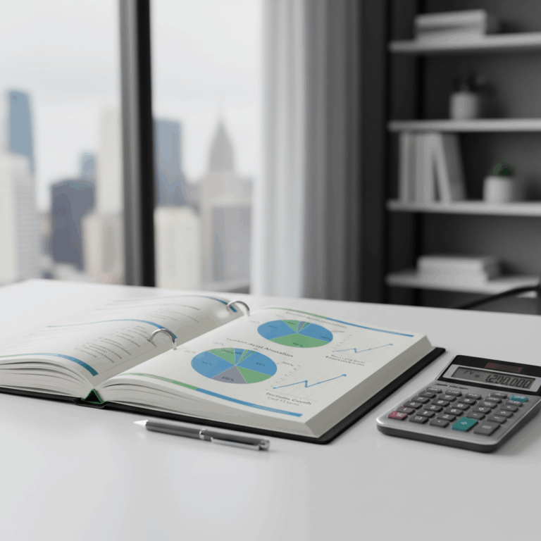Retirement portfolio review with charts and asset allocation