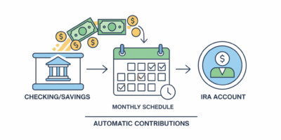 Automatic retirement account contributions flowing from bank to IRA