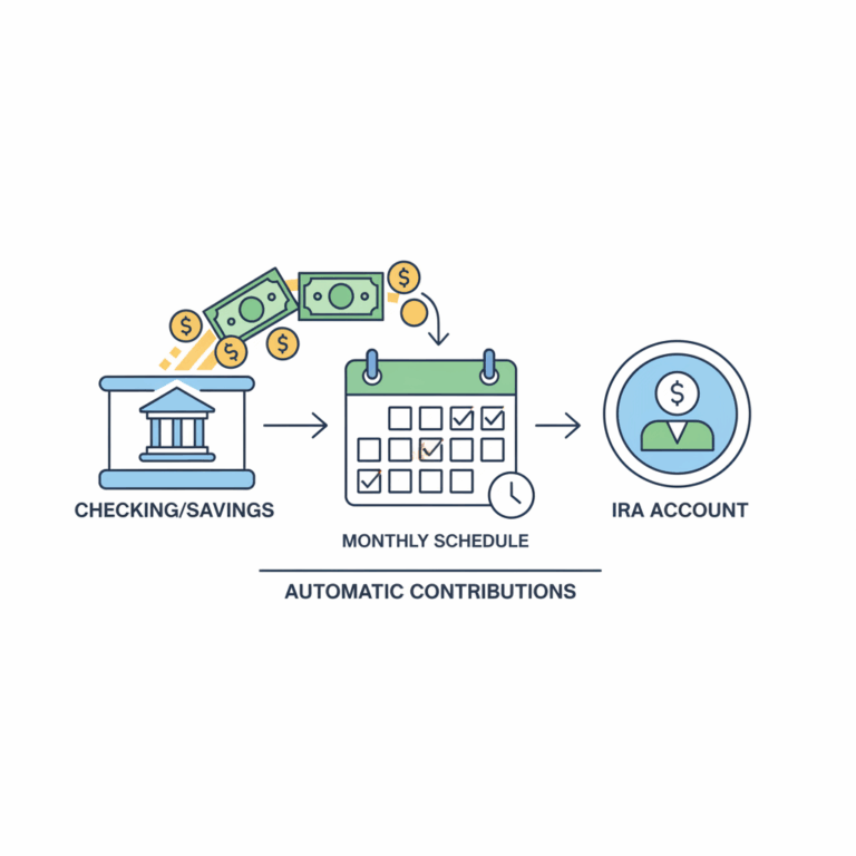 Automatic retirement account contributions flowing from bank to IRA